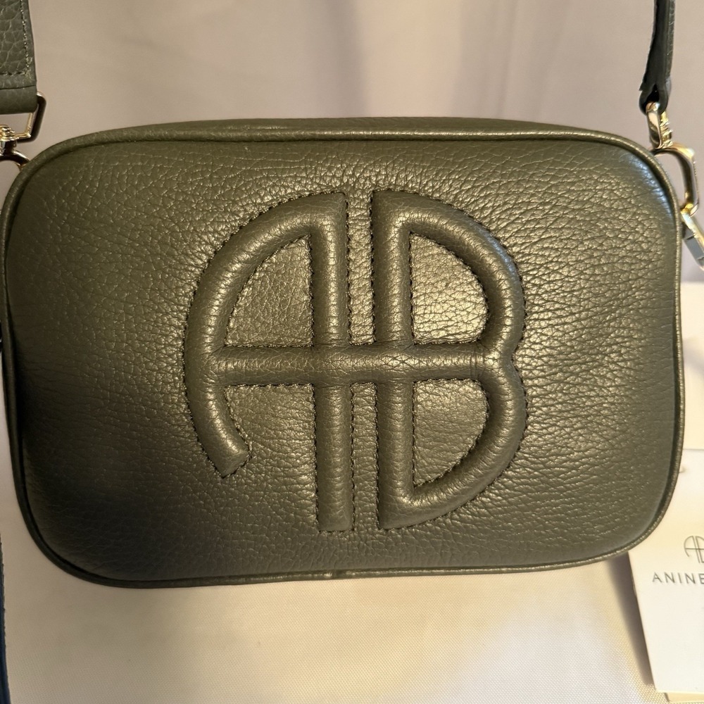 Anine Bing Lili Crossbody Shoulder Bag Green Pebbled Leather Handbag NWT - Picture 2 of 16